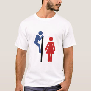 Camiseta Voyeur do sinal do toalete que olha sobre a tenda