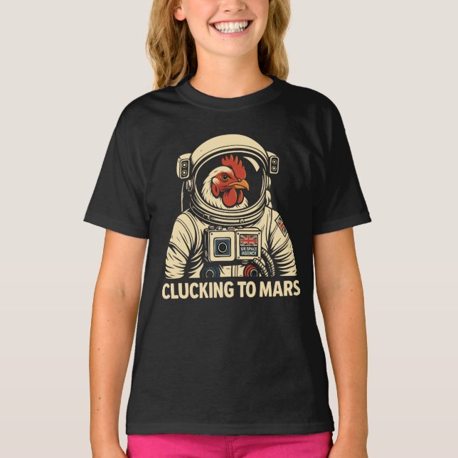 Camiseta Voz do Espaço de Galinha no Astronauta (Frente)
