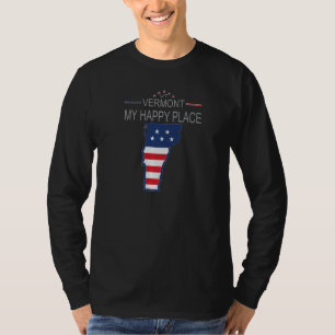 Camiseta VT Vermont Meu Lugar Feliz EUA Estados Bandeira M