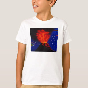 Camiseta Vulcão e Estrelas em Erupção