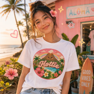 Camiseta Vulcão Kawaii Hottie Gráfico Tropical