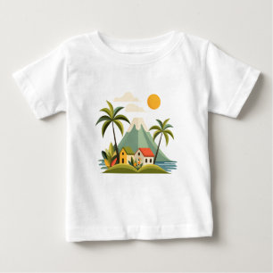 Camiseta Vulcão Mayon – design de paisagem de ilha tropical