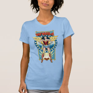 Camiseta W84  Crachá de Caractere de Mulher Maravilha Retr