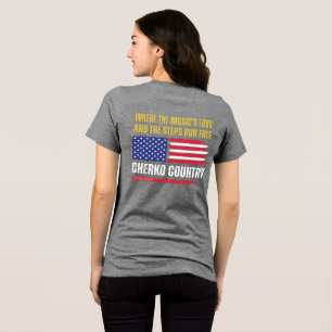 Camiseta (W-Cinza) Bandeira dos EUA / Música Alta e Passos
