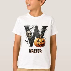 Camiseta W Inicial Doces ou Travessuras Halloween