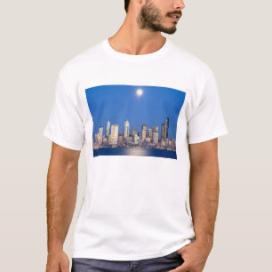 Camiseta WA, Seattle, panorama de Seattle e Elliott Bay 3