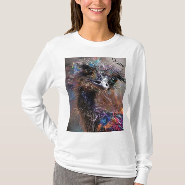 Camiseta Wackadoodle Ostrich Personalized Back  (Frente)