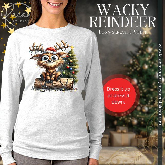 Camiseta Wacky Reindeer Long Sleeve T Shirt (Criador carregado)