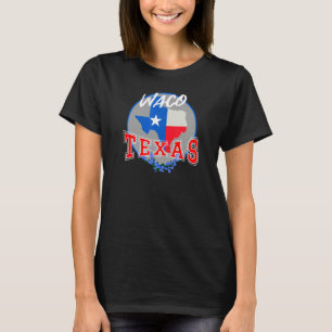 Camiseta Waco Texas em Red White e Blue Bonnet Flower