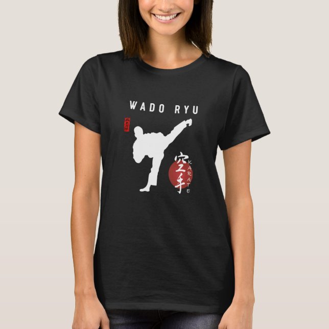 Camiseta Wado Ryu Karate Instrutor Japonês Kanji Calligra (Frente)