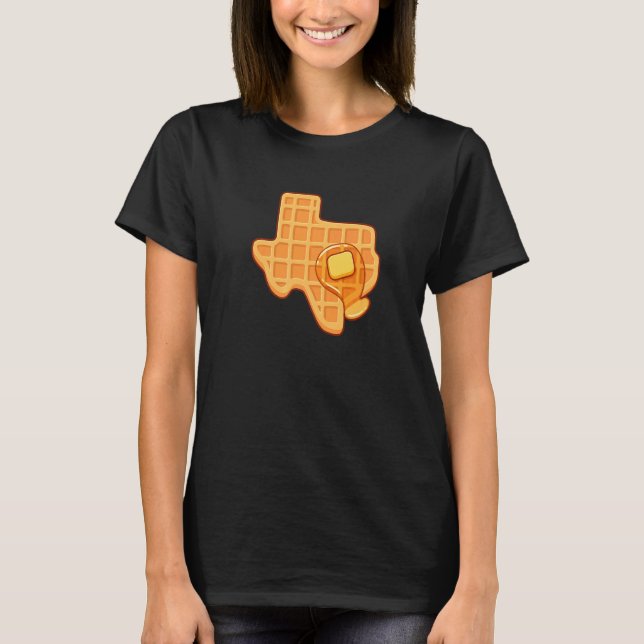 Camiseta Waffle Em Forma De Texas Com Xarope E Manteiga Aus (Frente)