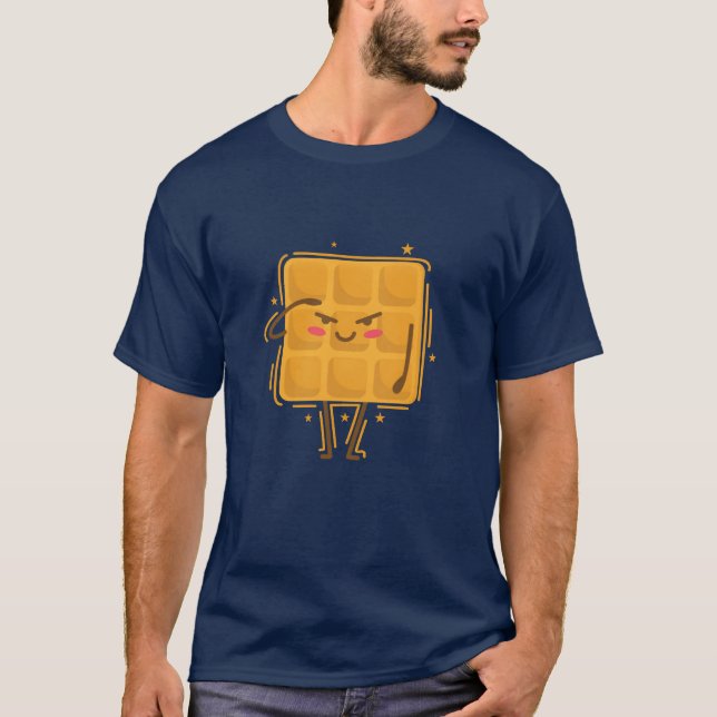 Camiseta Waffle saúda amigo Lanche de Pastelaria (Frente)
