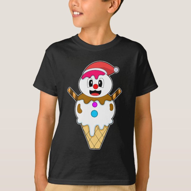 Camiseta Waffle sorvete de Natal Snowman (Frente)