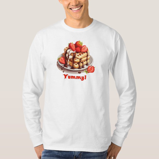 Camiseta Waffles com chocolate e morangos (Frente)