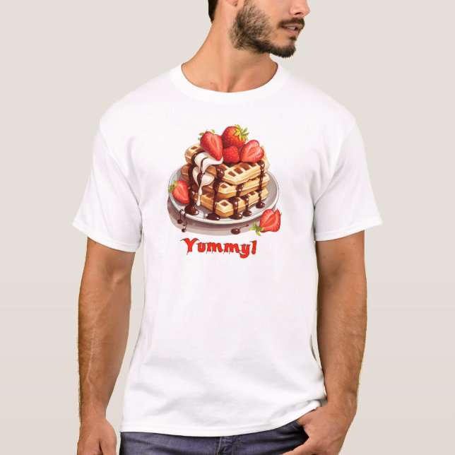 Camiseta Waffles com chocolate e morangos (Frente)