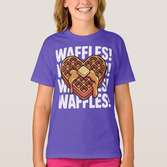 Camiseta Waffles Coração Para Amantes de Café da Manhã (Frente)