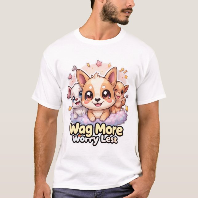 Camiseta Wag Mais Preocupada Com Menos Cachorro Teto Para P (Frente)