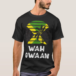 Camiseta Wah Gwaan Jamaica dizendo bandeira jamaicana