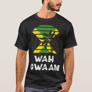 Camiseta Wah Gwaan Jamaica dizendo bandeira jamaicana