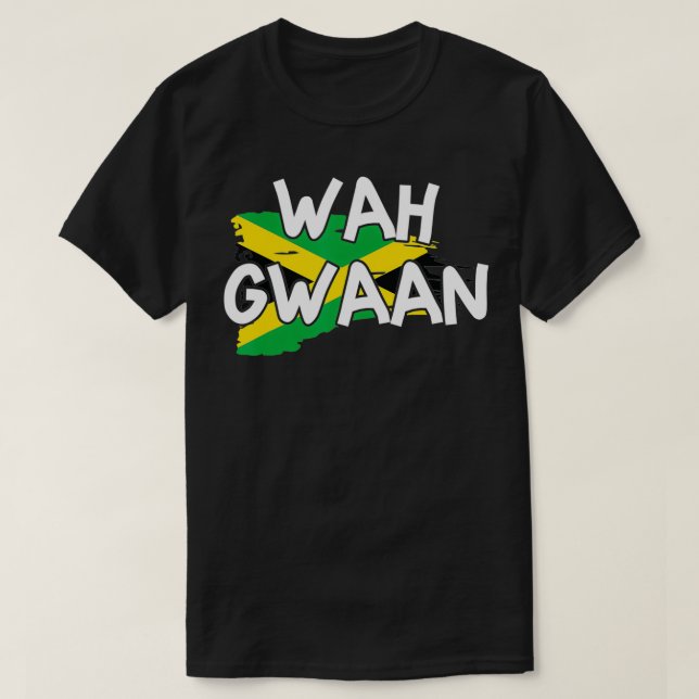 Camiseta Wah Gwaan Jamaica Flag Jamaican Pride Fan Rasta Re (Frente do Design)