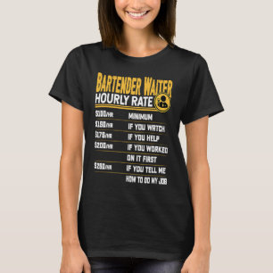 Camiseta Wai do Servidor Bartender de Taxa Horária do Garço