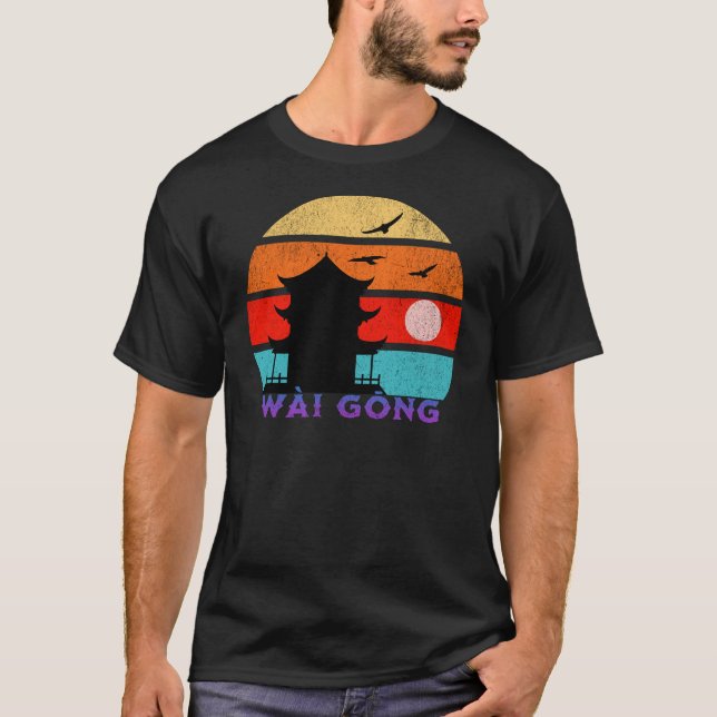 Camiseta Wài Gōng Retro Sunset Ocean Avô (Frente)
