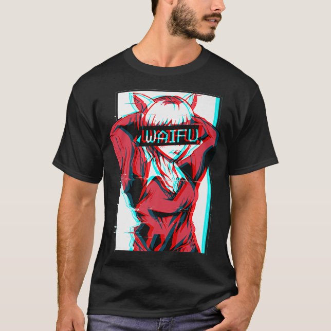 Camiseta Waifu Neko Anime Gata Japonesa Vapor Estético (Frente)