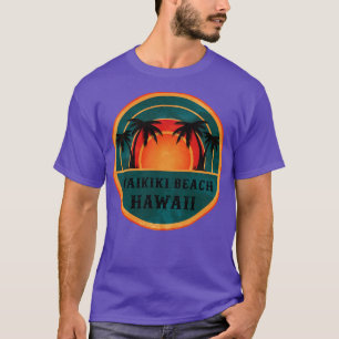 Camiseta Waikiki Beach Hawaii Beach Retro Sunset
