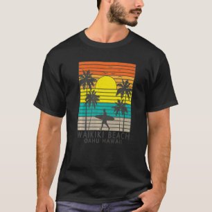Camiseta Waikiki Beach Oahu Hawaii Surfer Palm Tree Surfing