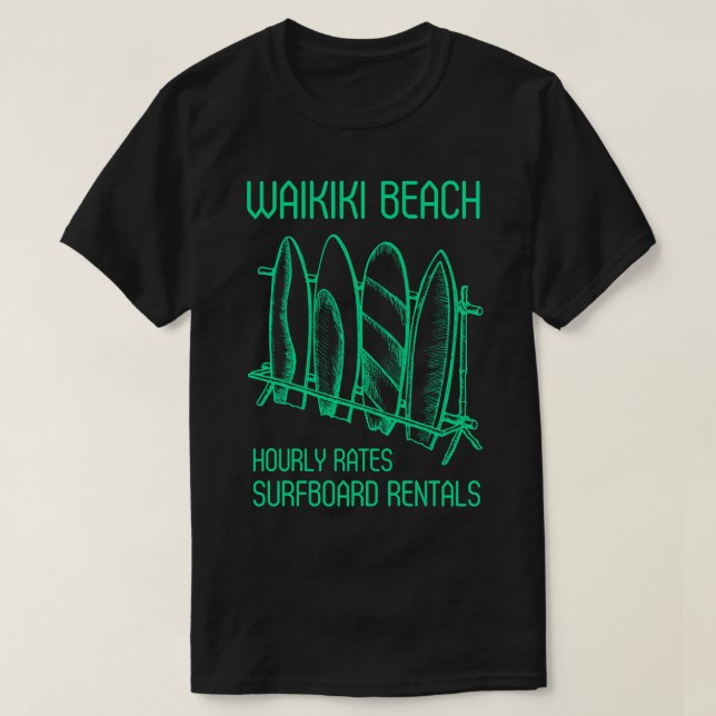 Camiseta Waikiki Beach Surfboard Rentals Honolulu Hawaii TS (Frente do Design)
