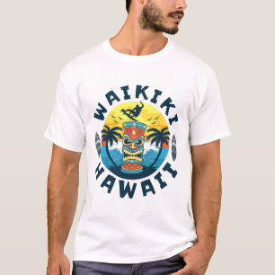 Camiseta Waikiki Havaí Praia Surfing Férias de Verão Para M