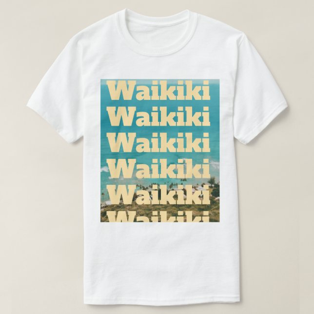 Camiseta Waikiki, Honolulu, Oahu, Havaí (Frente do Design)