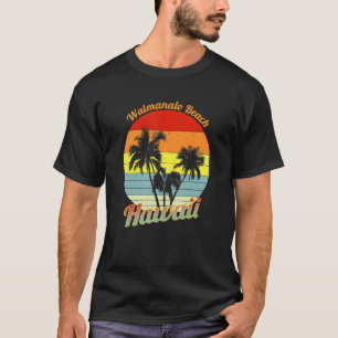 Camiseta Waimanalo Beach Hawaii Retro Tropical Palm Trees V