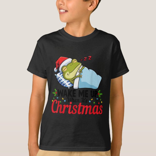 Camiseta Wake Me Up When It's Christmas Cute Frog Animal Sl (Frente)