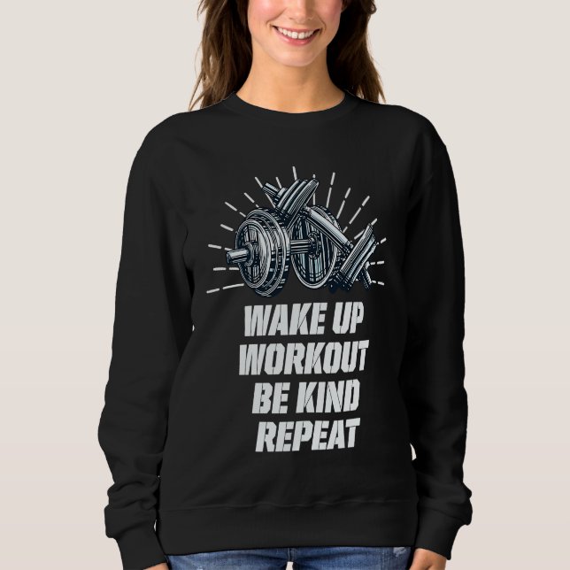 Camiseta Wake Up Workout Be Kind Gym Motivational Quote Fit (Frente)
