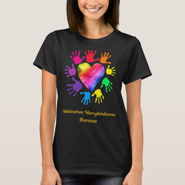 Camiseta Waldenstrom Macroglobulinemia Mãos de Consciência (Frente)