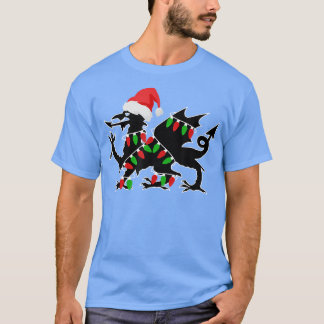 Camiseta Wales Dragon Papais noeis de Natal Lights Welsh Xm