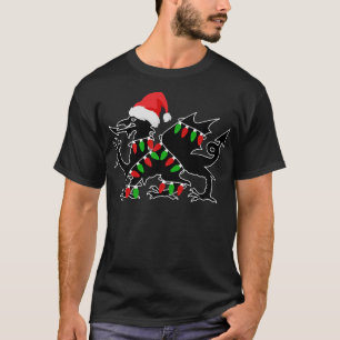 Camiseta Wales Dragon Papais noeis de Natal Lights Welsh Xm
