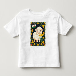 Camiseta Wales Follower Cute Lamb Surrounded By Daffodils