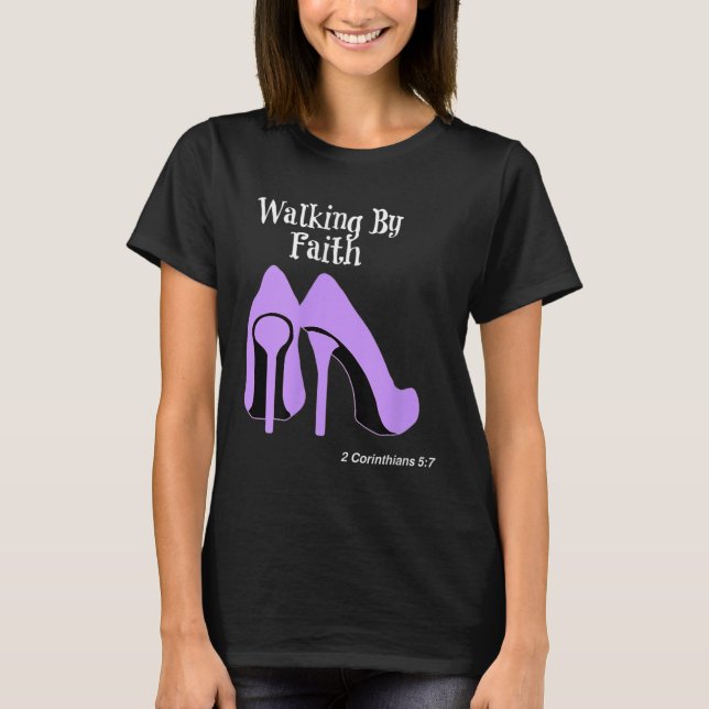 Camiseta Walk By Faith Graphic Christian Design With Purple (Frente)