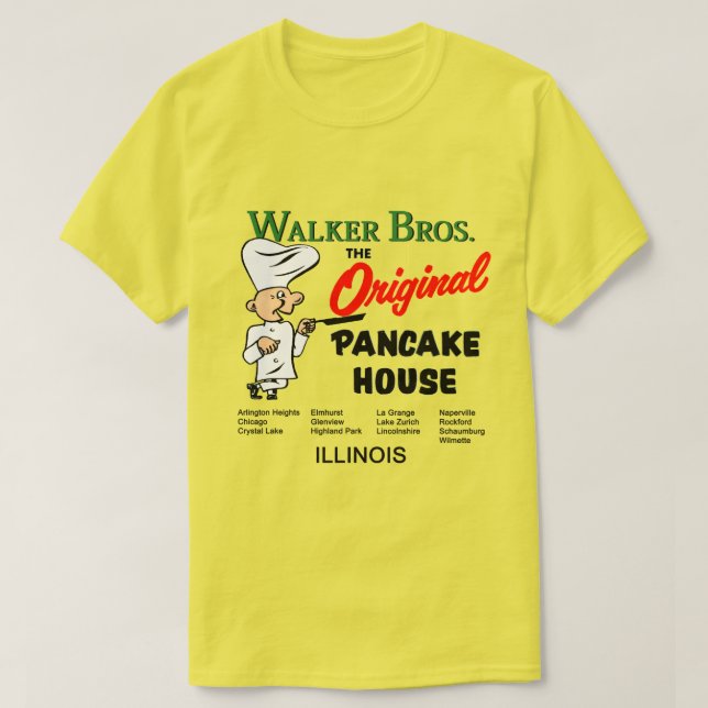 Camiseta Walker Bros. Illinois, A Casa De Pancake Original. (Frente do Design)