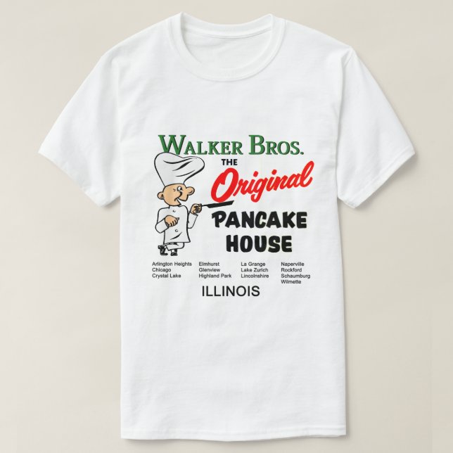 Camiseta Walker Bros. Illinois, A Casa De Pancake Original. (Frente do Design)