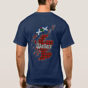 Camiseta Wallace Clan Crachá & Tartan Map da Escócia