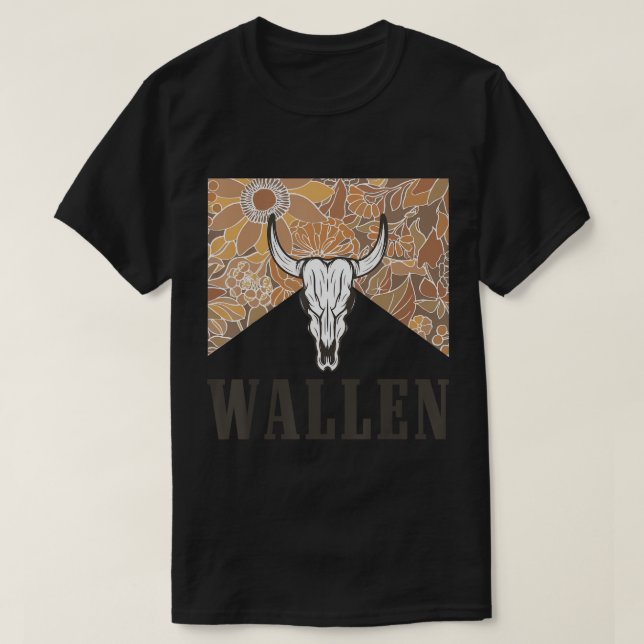 Camiseta Wallen Western Cow Skull Shirt Merch Cute Outdoor  (Frente do Design)