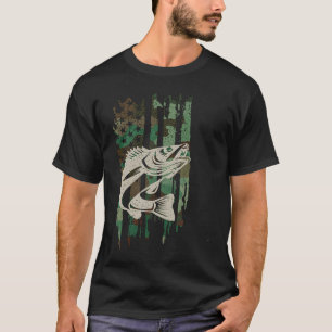 Camiseta Walleye Camouflage Governo Americano de Pesca com 