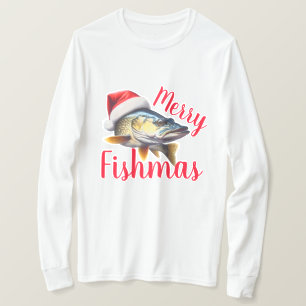Camiseta Walleye "Feliz Fishmas" Fingido Natal
