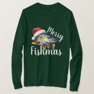 Camiseta Walleye "Feliz Fishmas" Fingido Natal