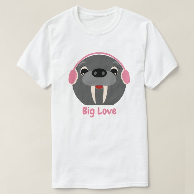 Camiseta Walrus "Big Love", de animais lindos (Frente do Design)