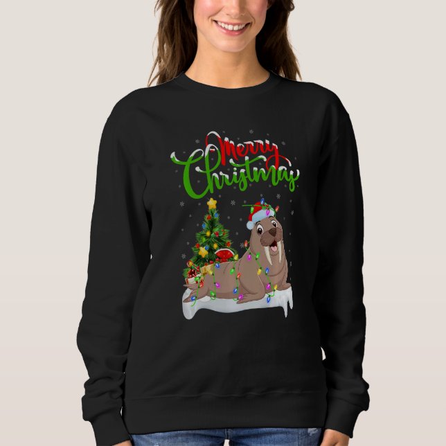 Camiseta Walrus  Xmas Decorations Santa Walrus Christmas (Frente)