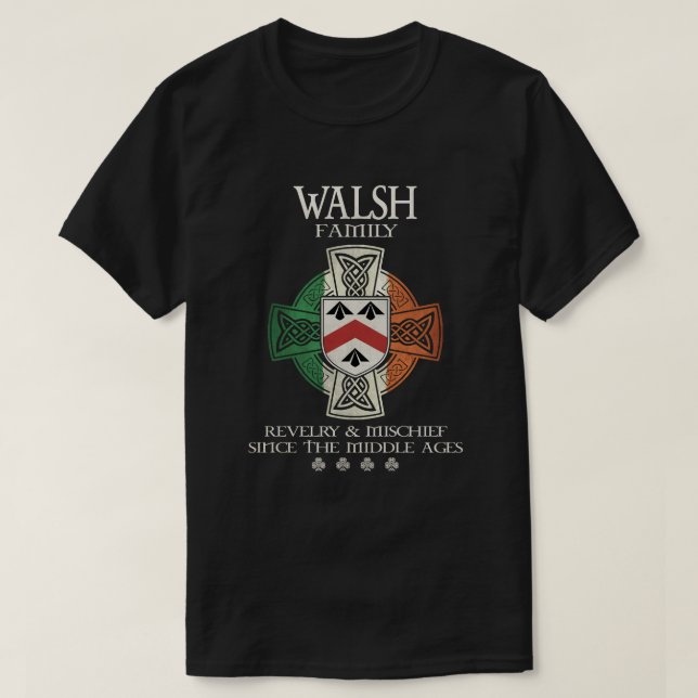 Camiseta Walsh Family Ireland Apelido Walsh (Frente do Design)